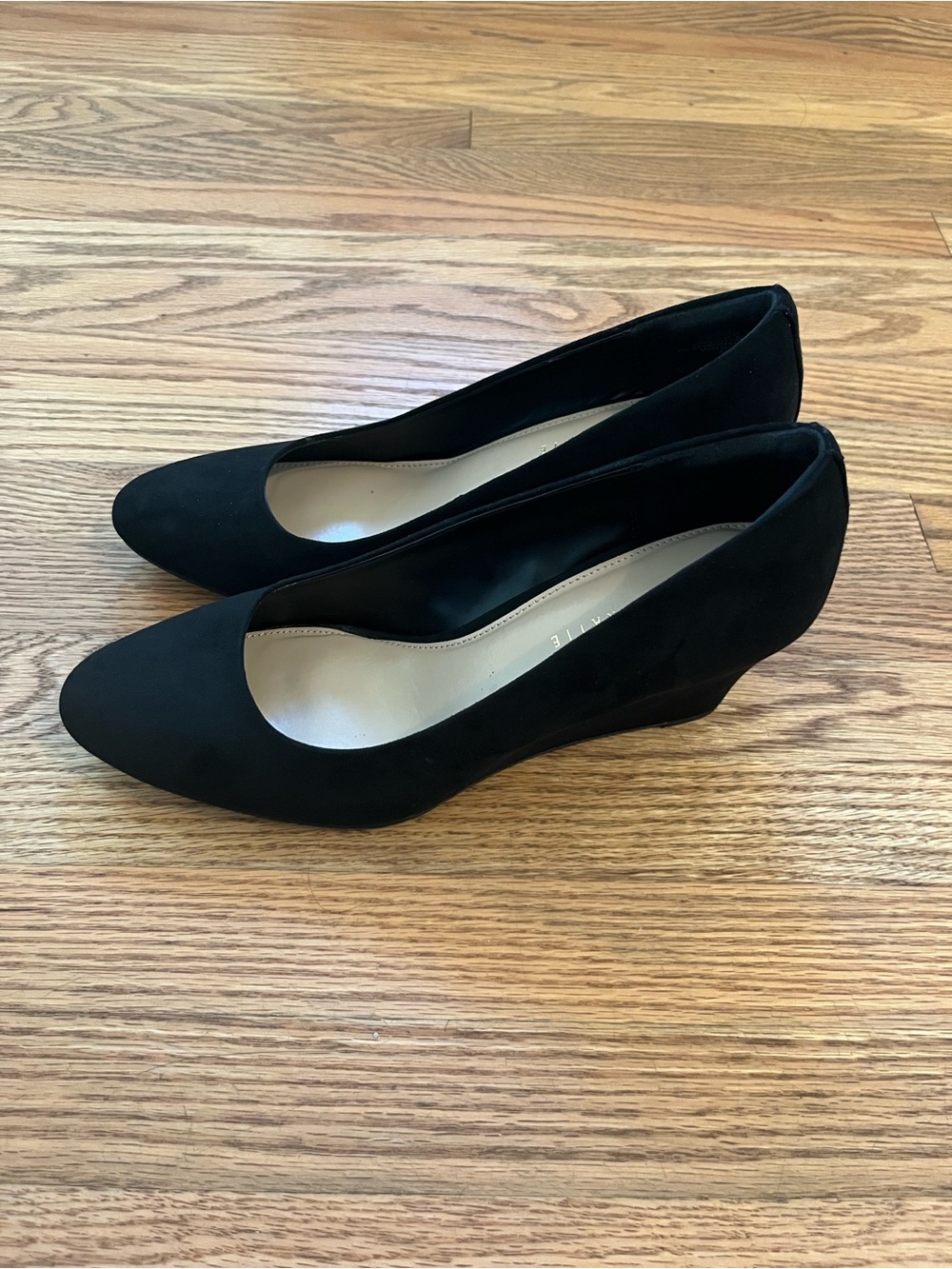 Kelly & Katie Black Low Wedge Pumps